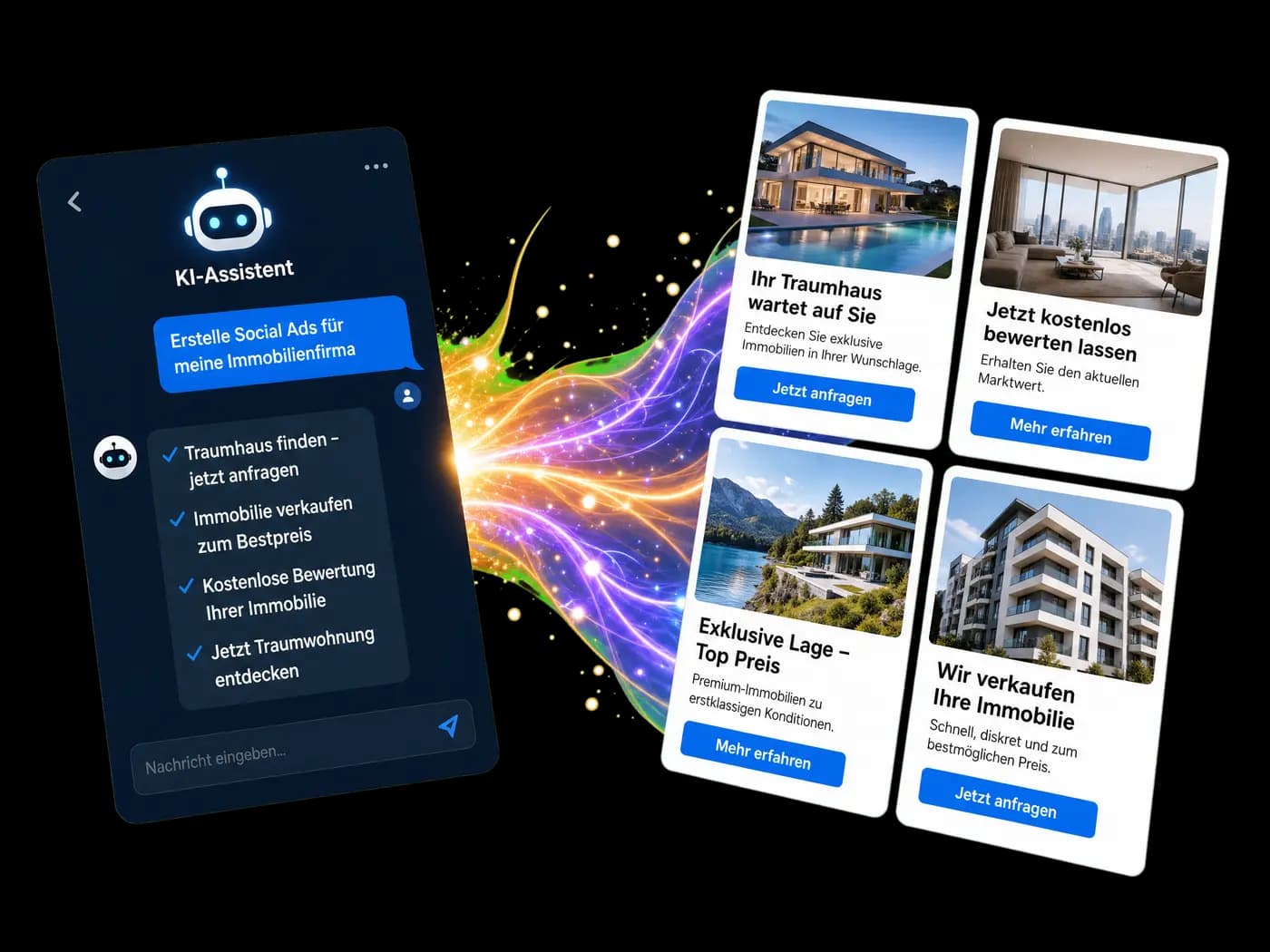 KI-Marketing-Studio: KI-Assistent erstellt Social-Media-Kampagne für ein Unternehmen